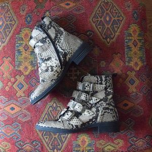 Steve Madden Snakeskin Combat Booties